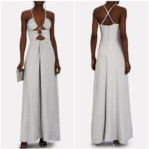 Patbo Lurex Cut Out Maxi Lace Up Dress Silver Sparkle Womens Glamorous Size 10